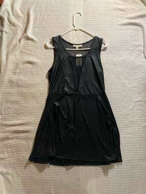 Nicki Minaj Black Faux Leather Sleeveless Dress